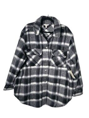 Terra & Sky Women's Plus Size Brushed Plaid Button Down Shacket, 1X